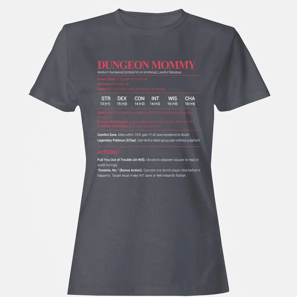 Dungeon Mommy Stats Women's T-Shirt - Dark Heather - 5