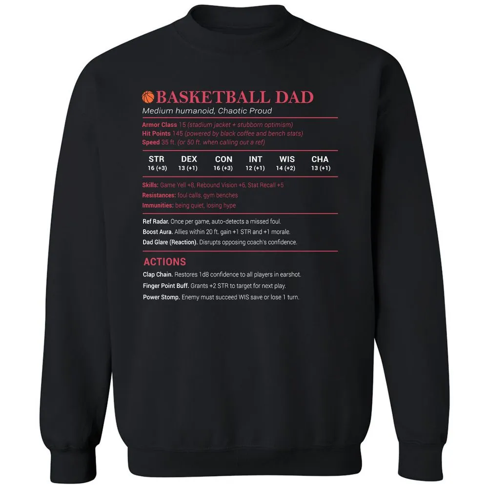 Basketball Dad Classic Unisex Sweatshirt - Black - 1