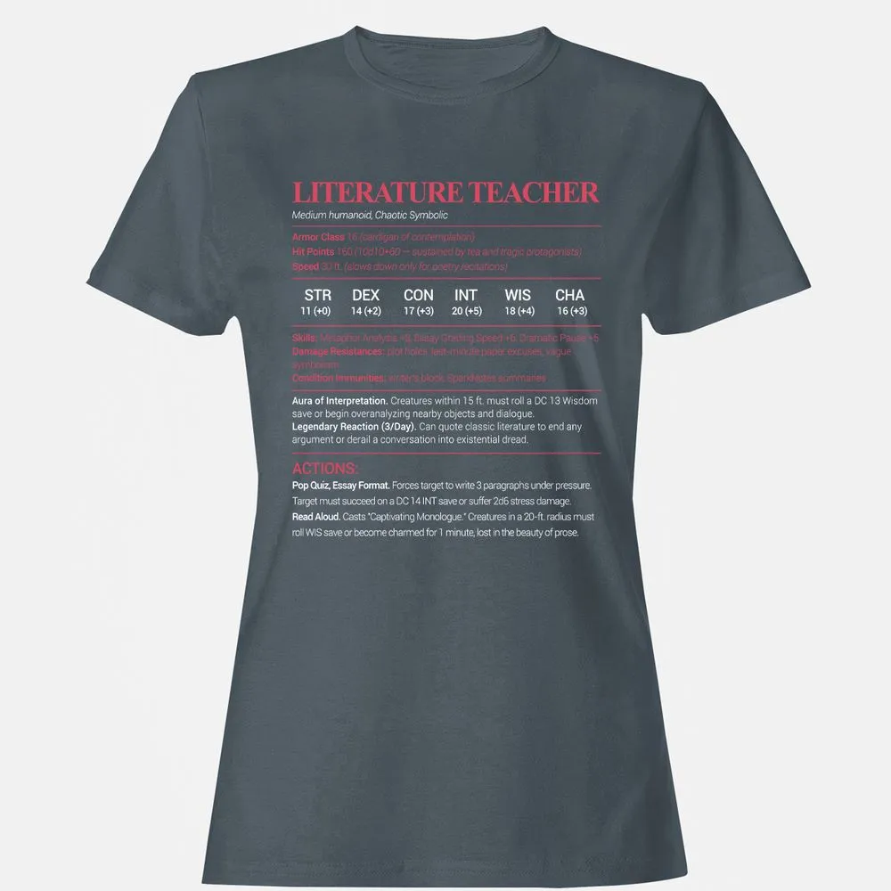 Literature Teacher Women's T-Shirt - Charcoal - 3