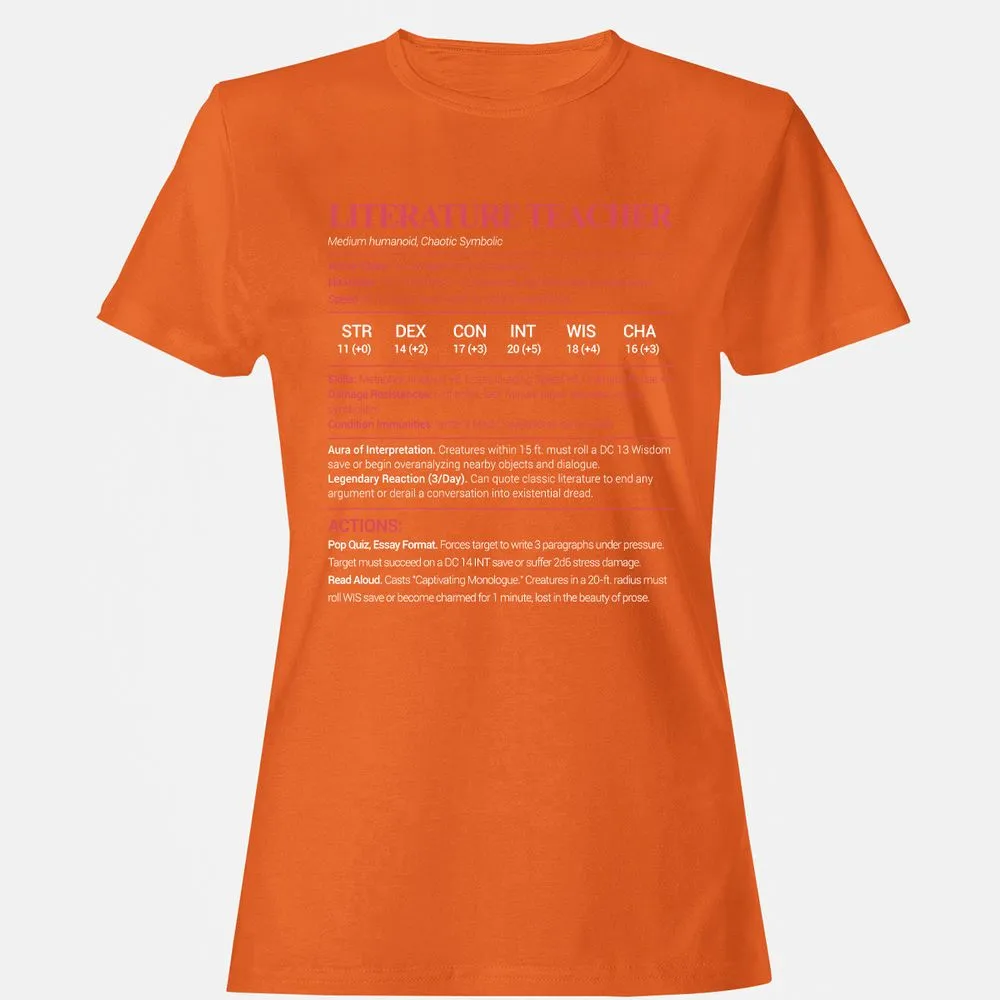 Literature Teacher Women's T-Shirt - Orange - 11