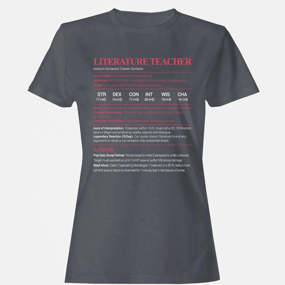 Literature Teacher Women's T-Shirt - Dark Heather - 5