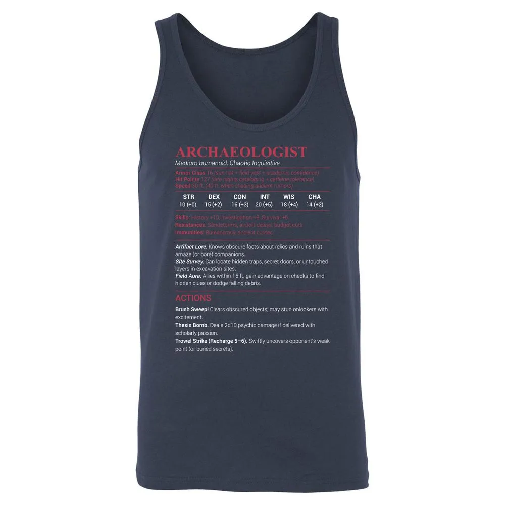 ARCHAEOLOGIST Unisex Jersey Tank - Navy - 2