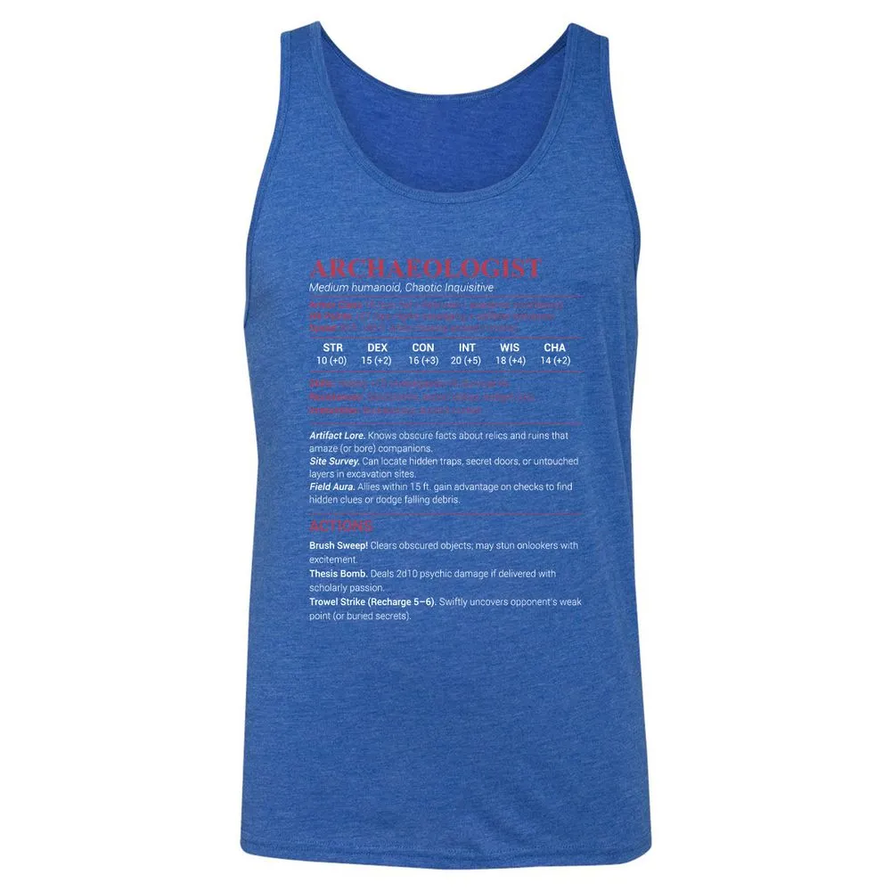 ARCHAEOLOGIST Unisex Jersey Tank - True Royal Triblend - 12