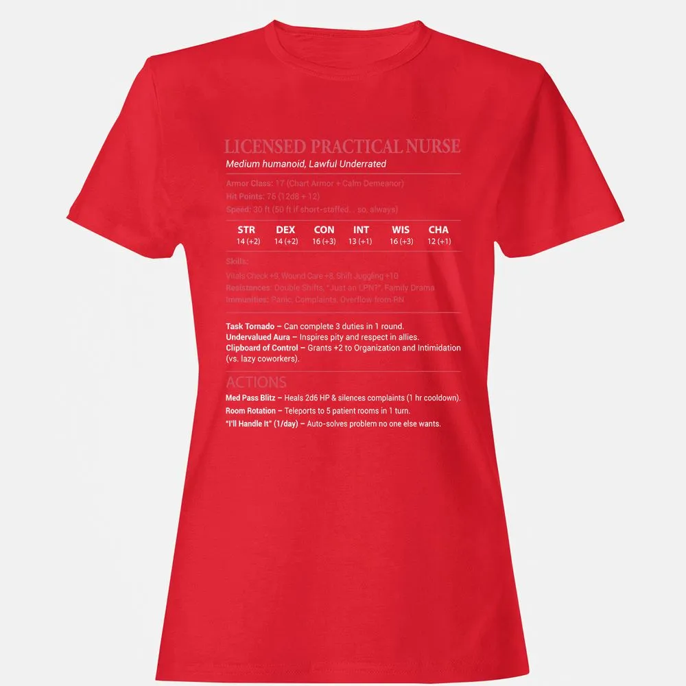 Licensed Practical Nurse LPN Women's T-Shirt - Red - 13
