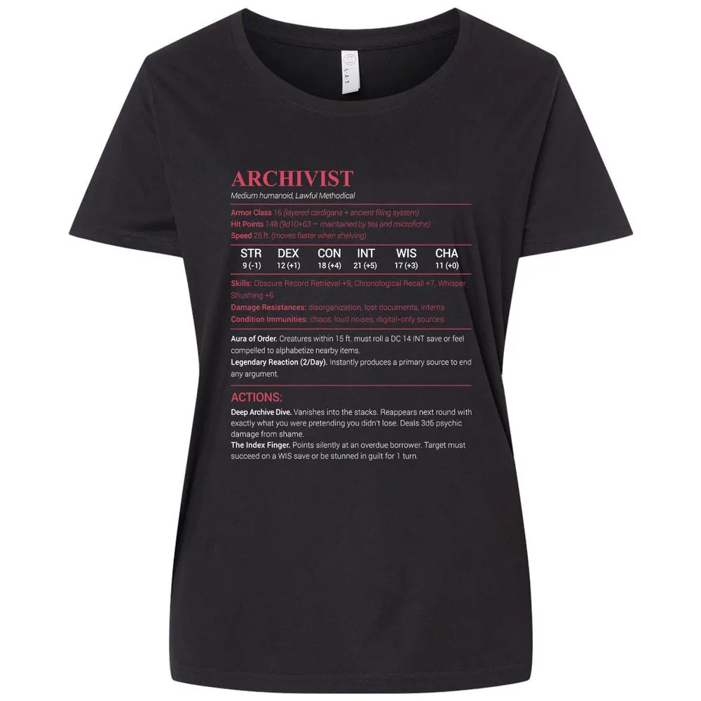 Archivist Stats Ladies Curvy Jersey - Blended Black - 1