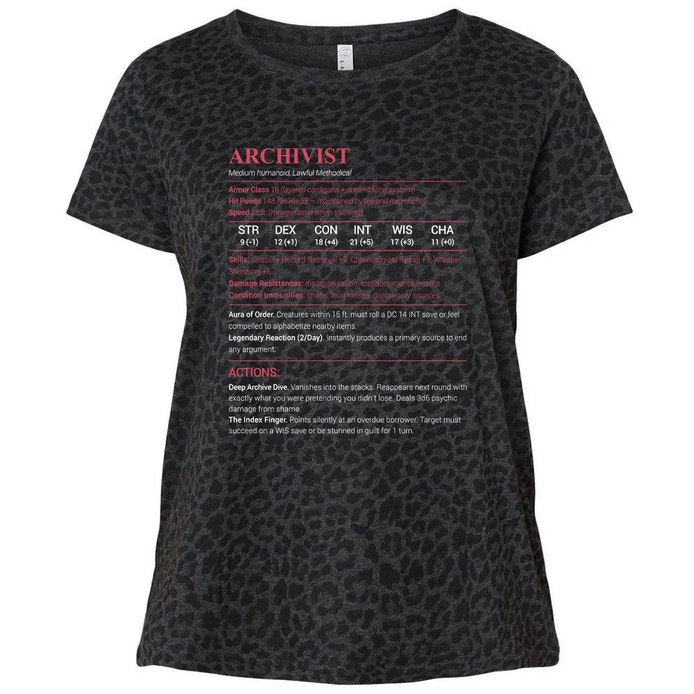 Archivist Stats Ladies Curvy Jersey - Black Leopard - 11