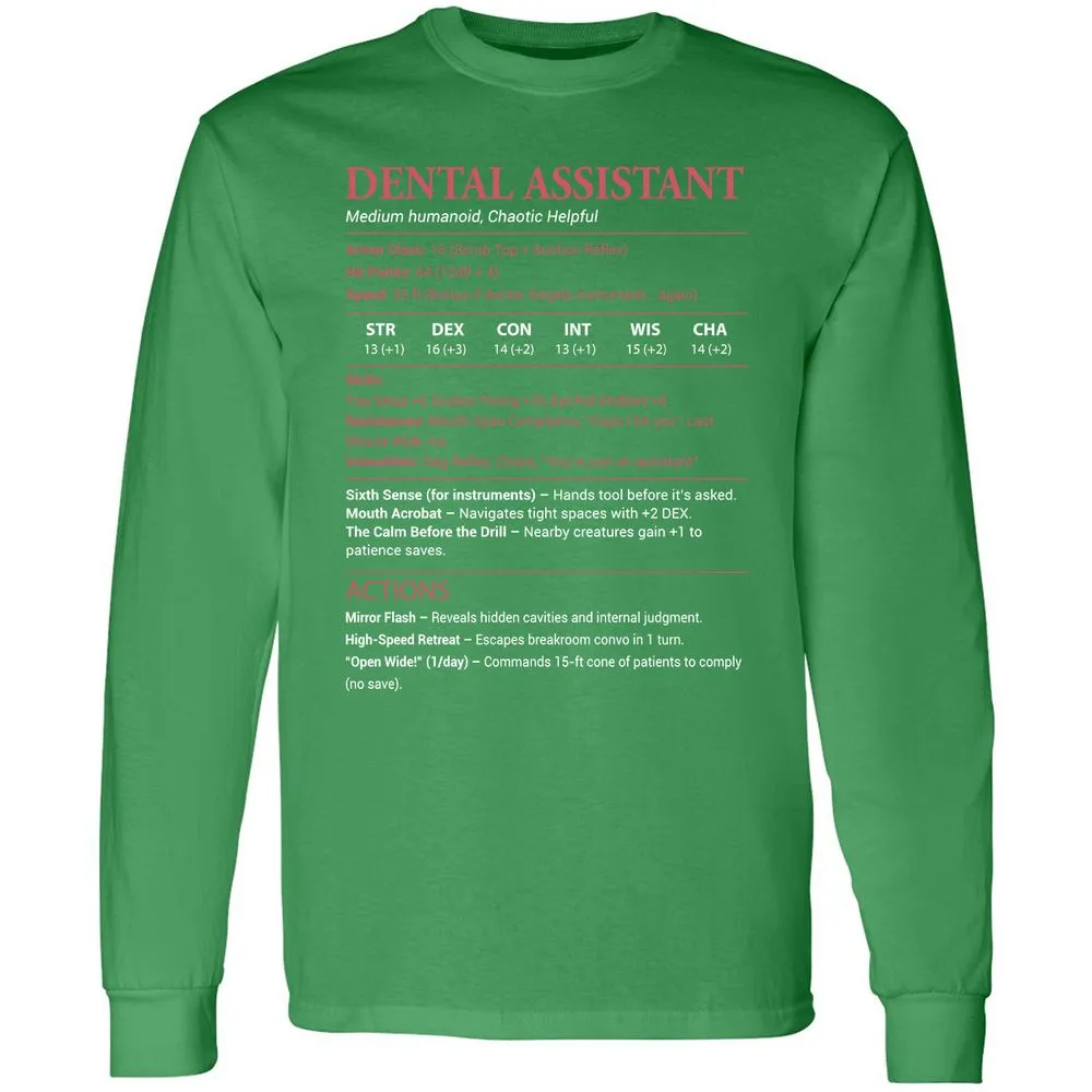 Dental Assistant Long Sleeve T-Shirt - Irish Green - 10