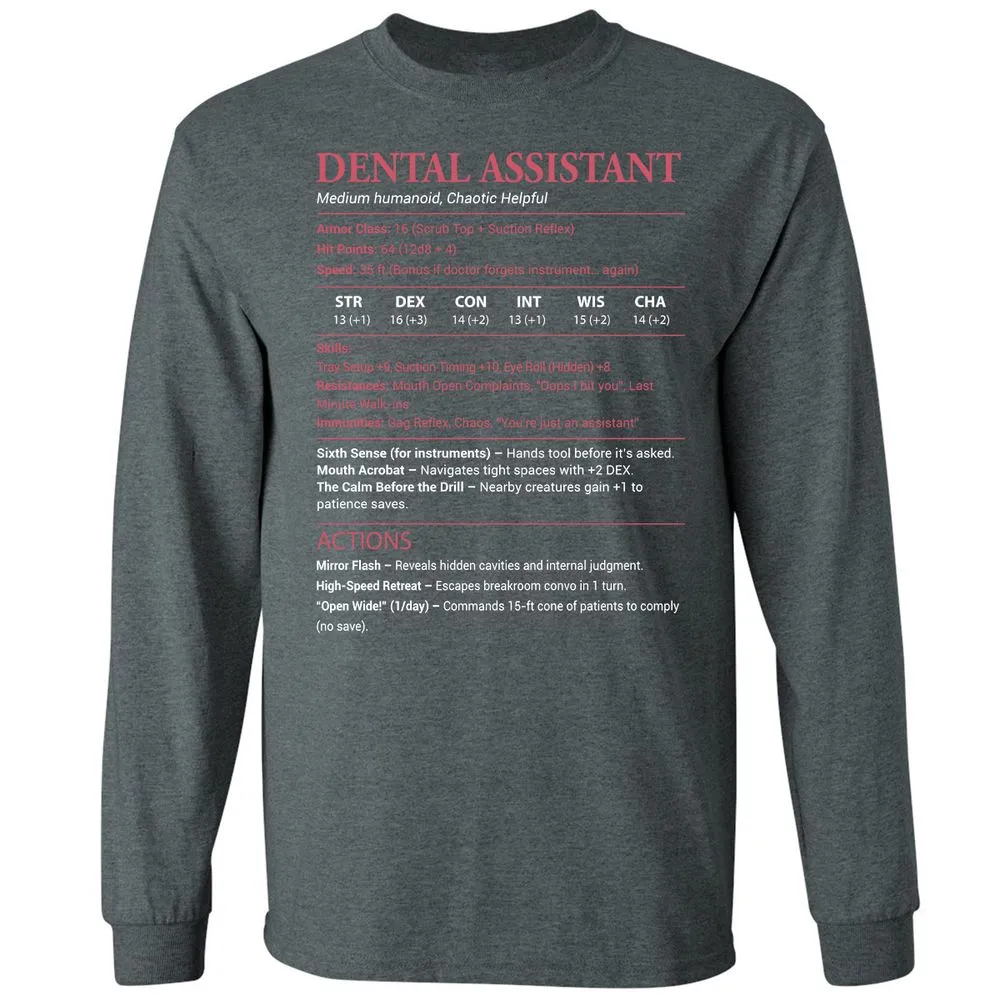Dental Assistant Long Sleeve T-Shirt - Dark Heather - 15