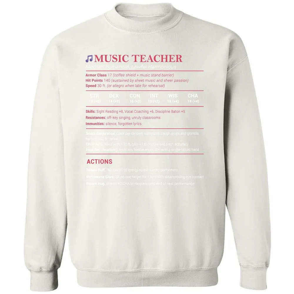 Music Teacher Classic Unisex Sweatshirt - White - 12