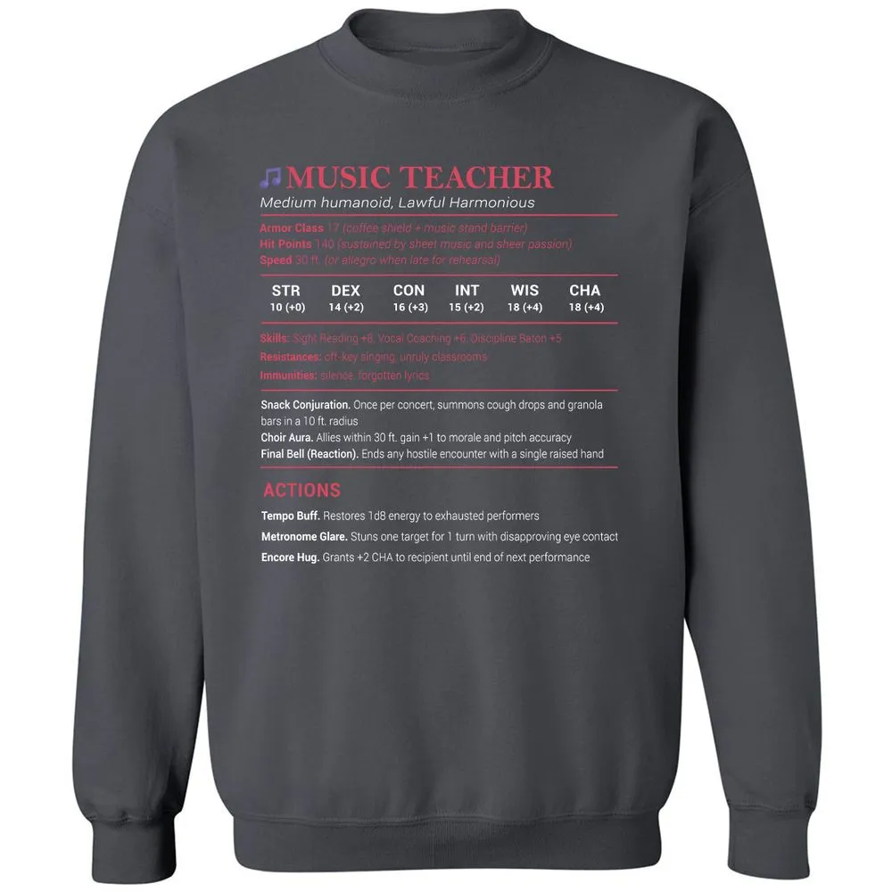 Music Teacher Classic Unisex Sweatshirt - Charcoal - 7