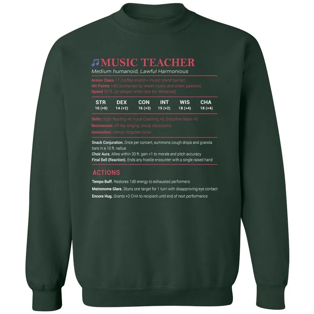 Music Teacher Classic Unisex Sweatshirt - Forest Green - 4