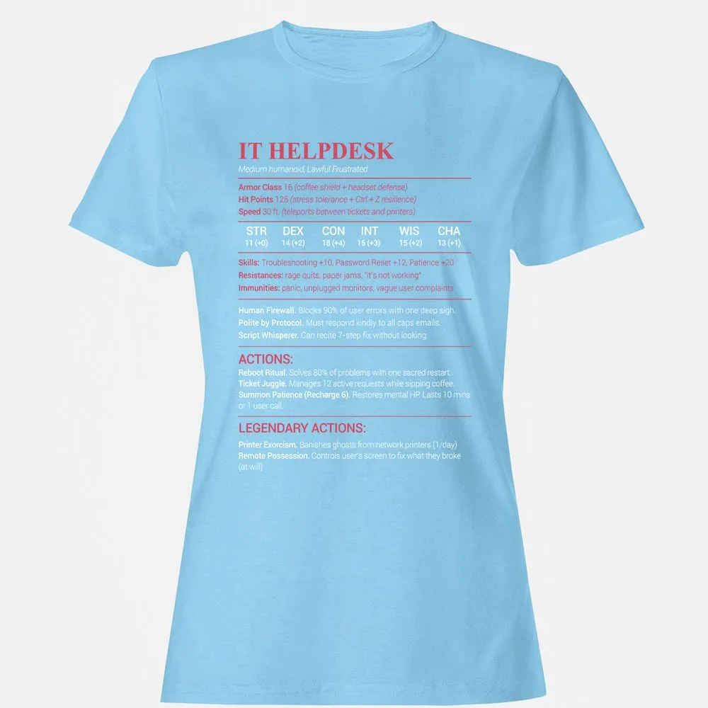 IT Helpdesk Women's T-Shirt - Light Blue - 8