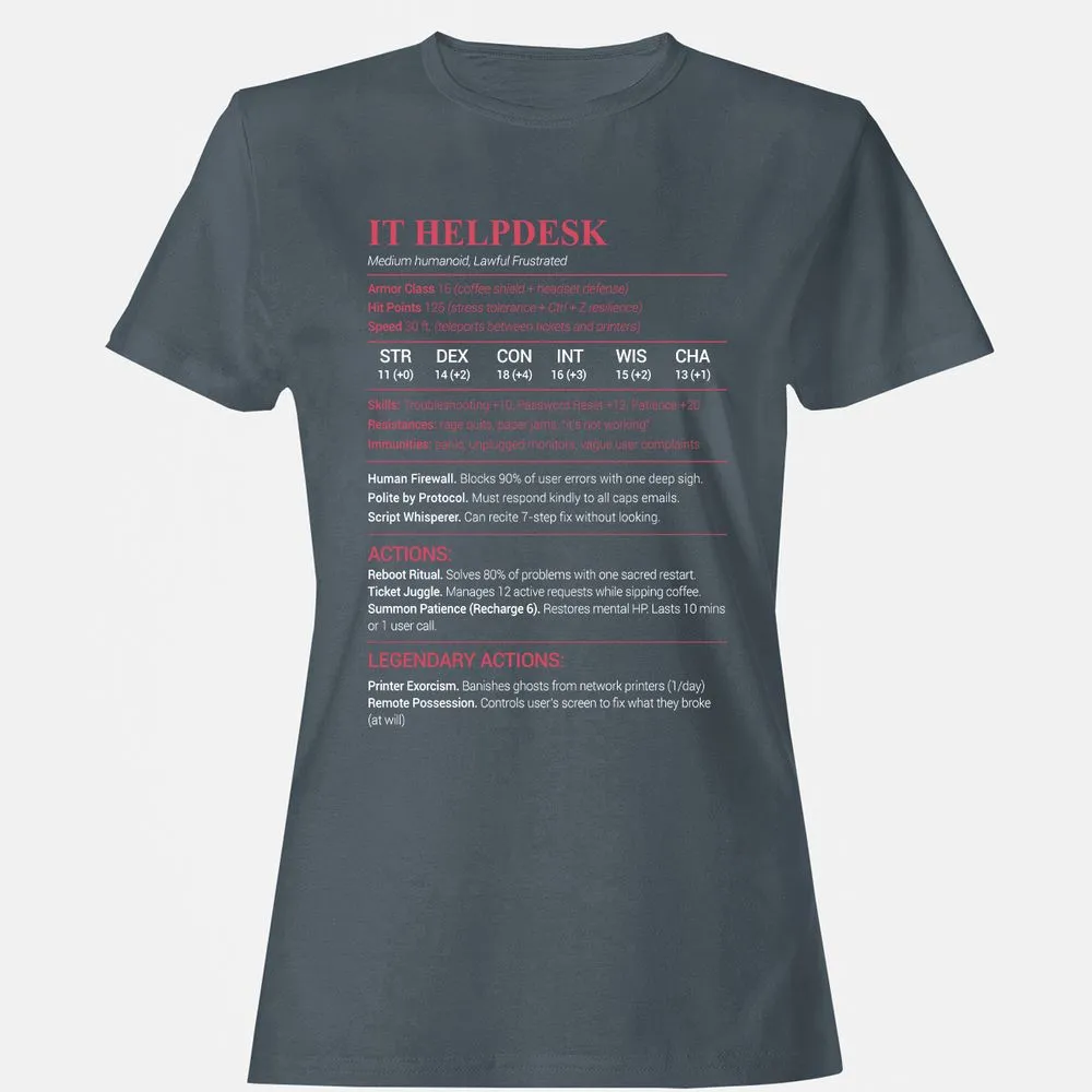 IT Helpdesk Women's T-Shirt - Charcoal - 3