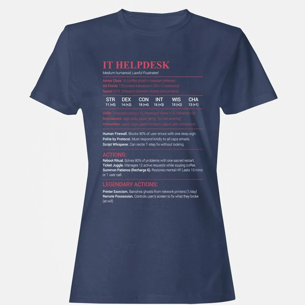 IT Helpdesk Women's T-Shirt - Navy - 10