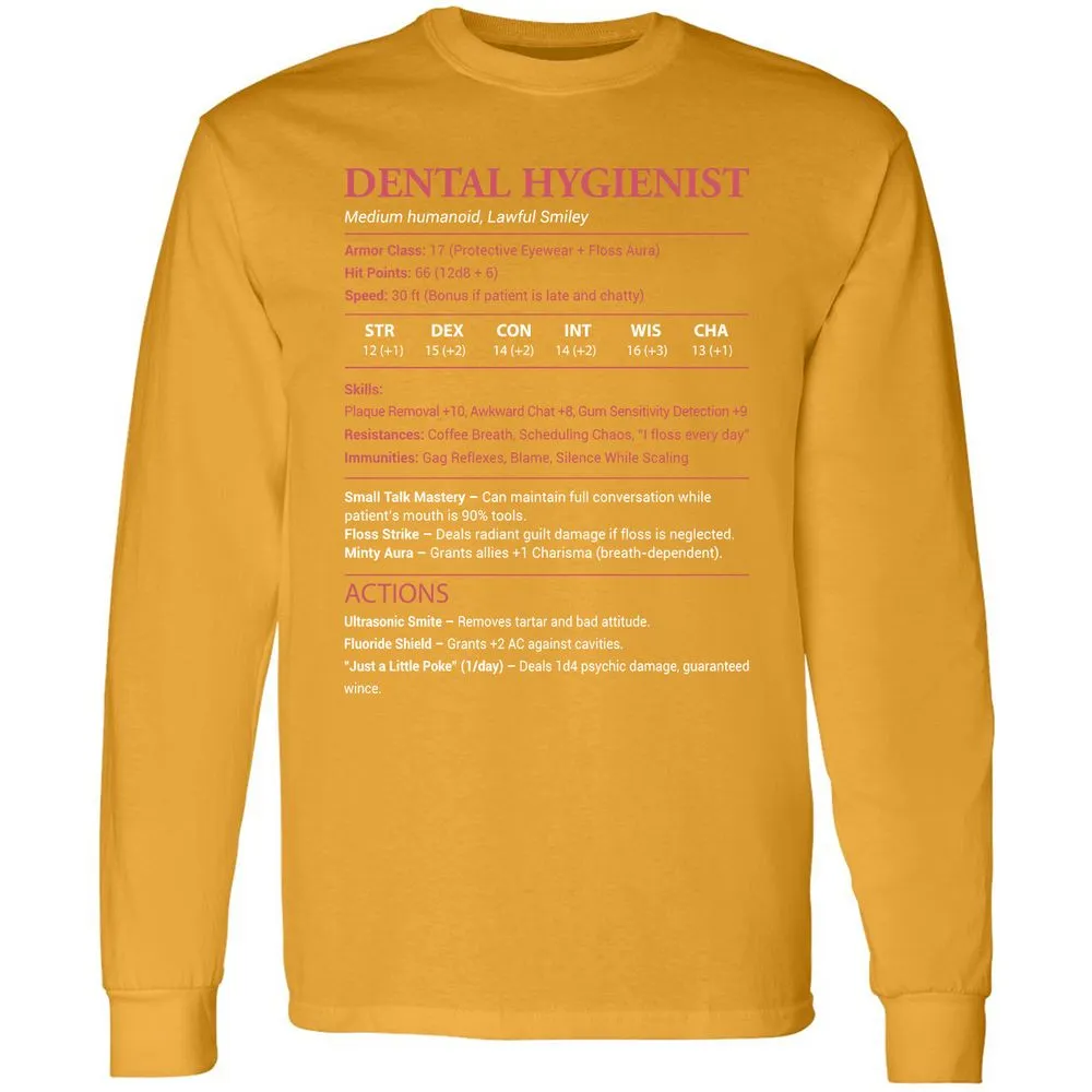 Dental Hygienist Long Sleeve T-Shirt - Gold - 9