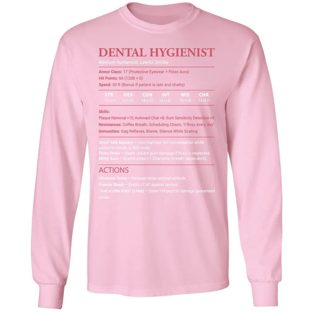 Dental Hygienist Long Sleeve T-Shirt - Light Pink - 3