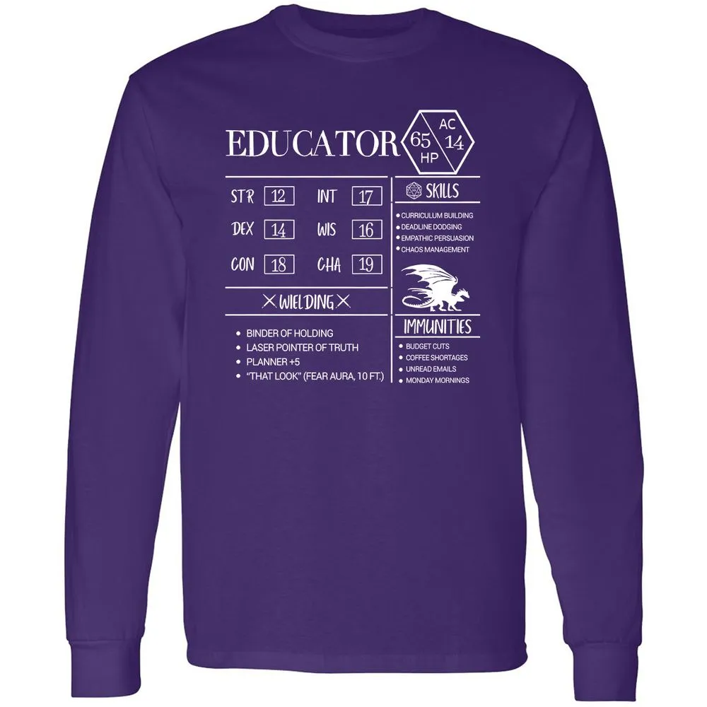 Educator New Long Sleeve T-Shirt - Purple - 13