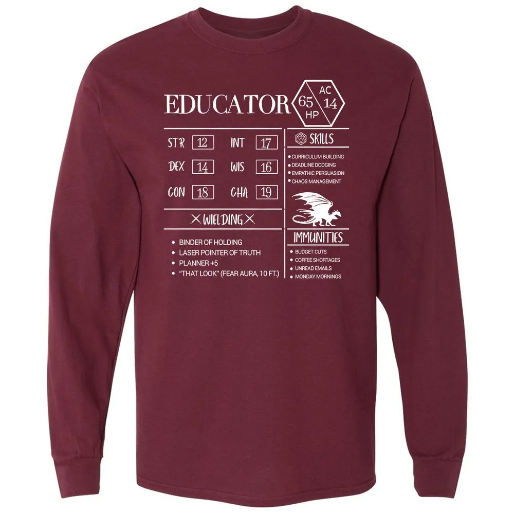 Educator New Long Sleeve T-Shirt - Maroon - 11