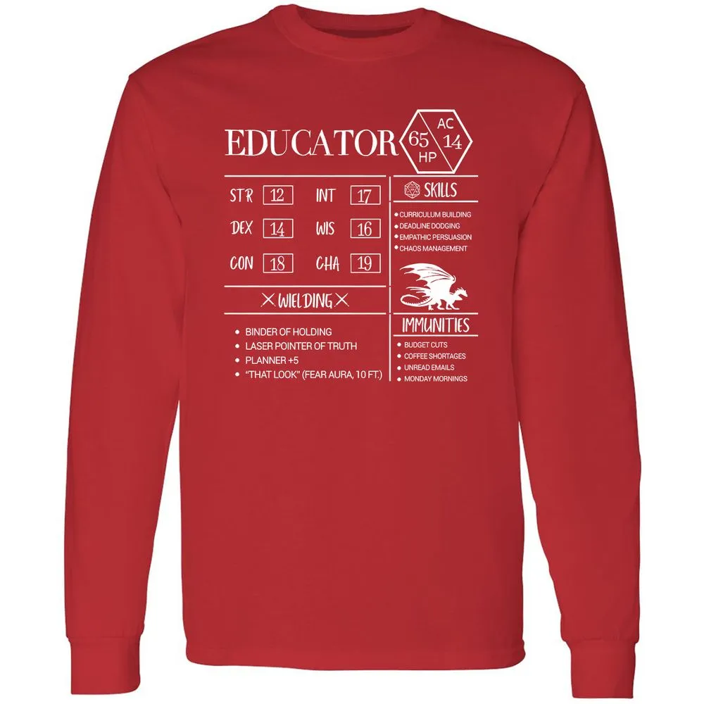 Educator New Long Sleeve T-Shirt - Red - 14