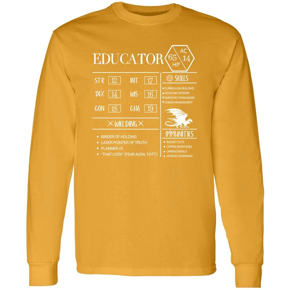 Educator New Long Sleeve T-Shirt - Gold - 9