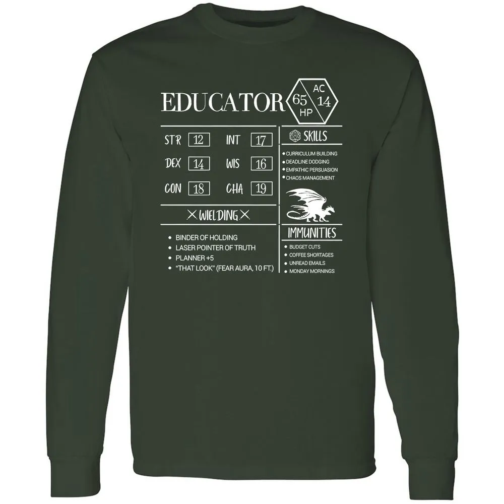 Educator New Long Sleeve T-Shirt - Forest Green - 4