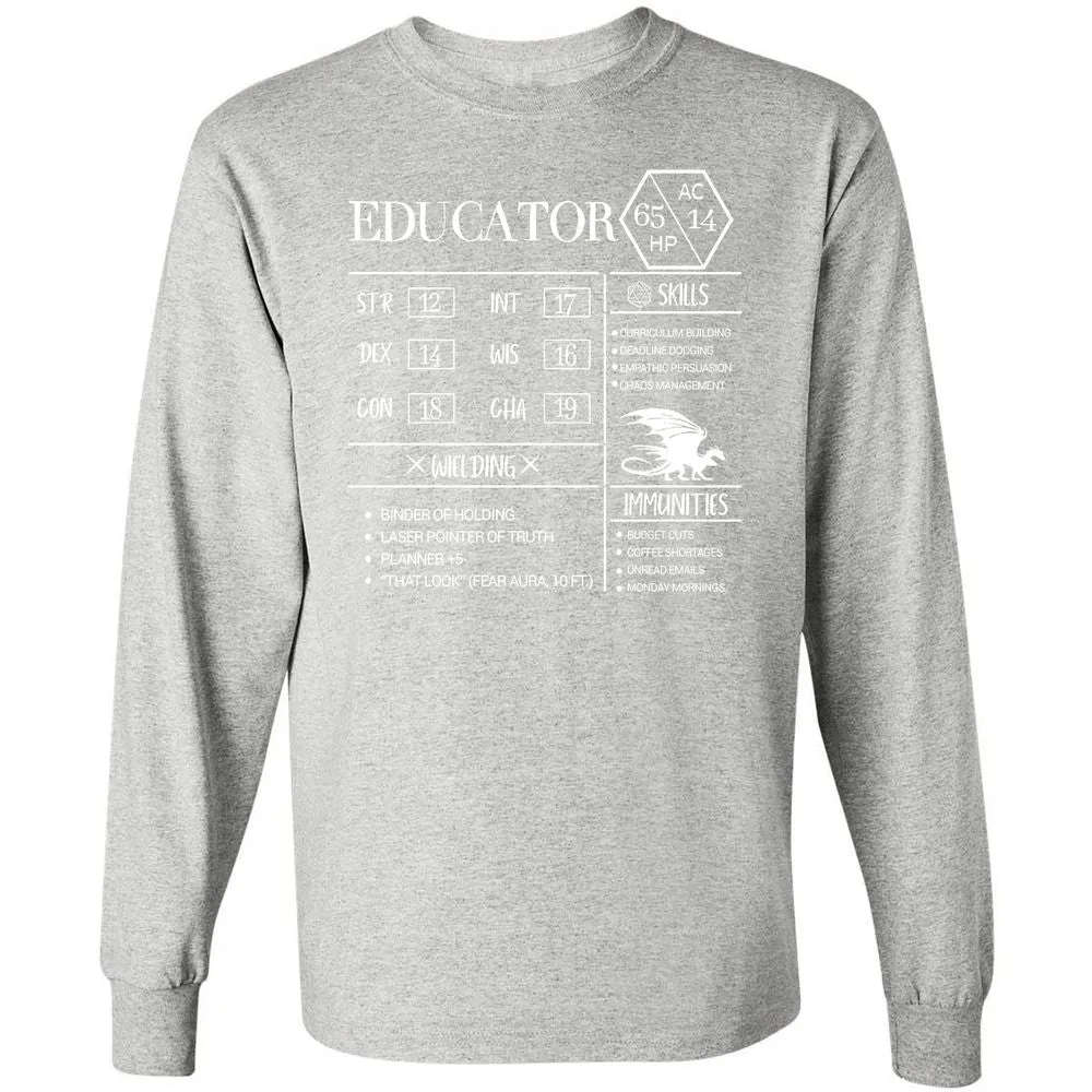 Educator New Long Sleeve T-Shirt - Ash - 7