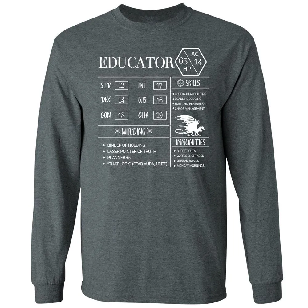Educator New Long Sleeve T-Shirt - Dark Heather - 15