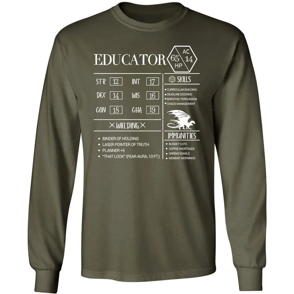 Educator New Long Sleeve T-Shirt - Military Green - 16