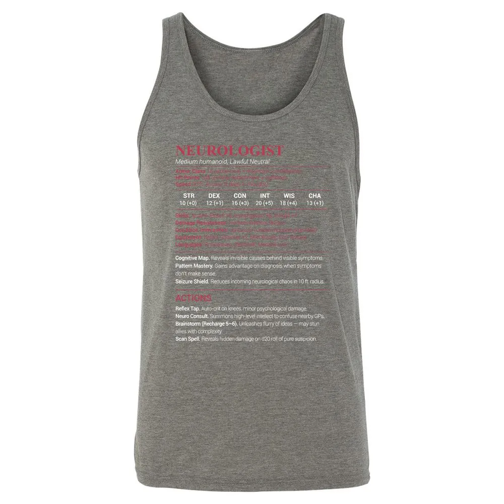 Neurologist Stats Unisex Jersey Tank - Grey Triblend - 8