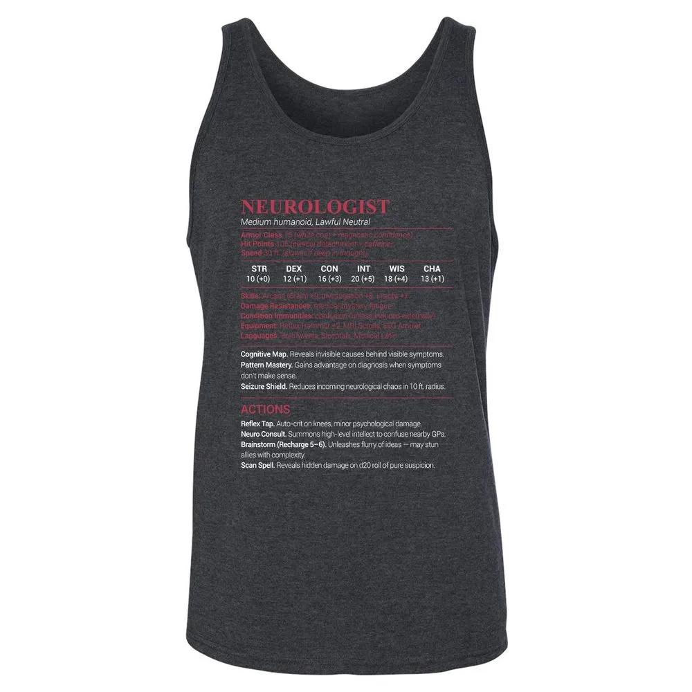 Neurologist Stats Unisex Jersey Tank - Dark Grey Heather - 6