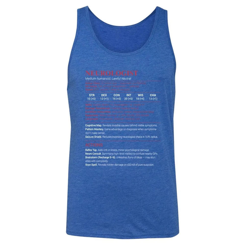 Neurologist Stats Unisex Jersey Tank - True Royal Triblend - 12