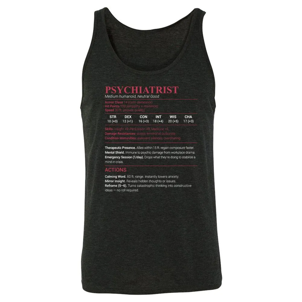 Psychiatrist Stats Unisex Jersey Tank - Charcoal Black Triblend - 5