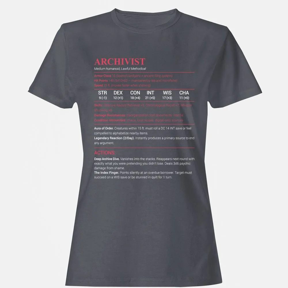 Archivist Stats Women's T-Shirt - Dark Heather - 5
