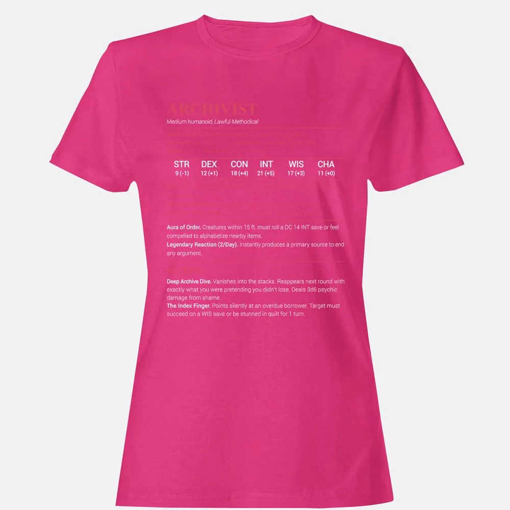 Archivist Stats Women's T-Shirt - Heliconia - 6