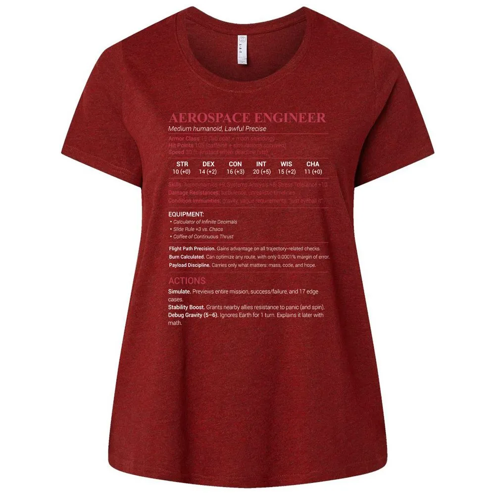 Aerospace Engineer Ladies Curvy Jersey - Cardinal - 10