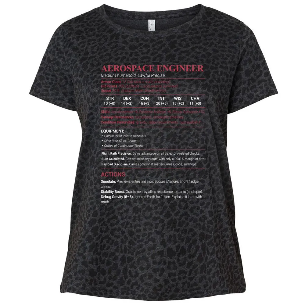 Aerospace Engineer Ladies Curvy Jersey - Black Leopard - 11