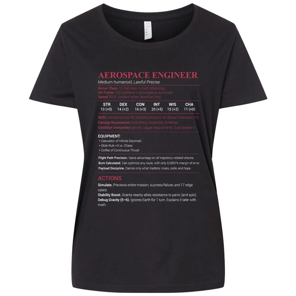 Aerospace Engineer Ladies Curvy Jersey - Blended Black - 1