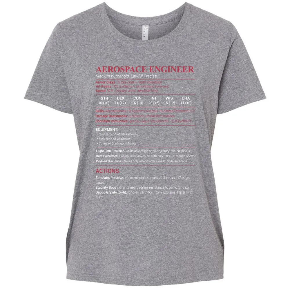 Aerospace Engineer Ladies Curvy Jersey - Granite Heather - 9