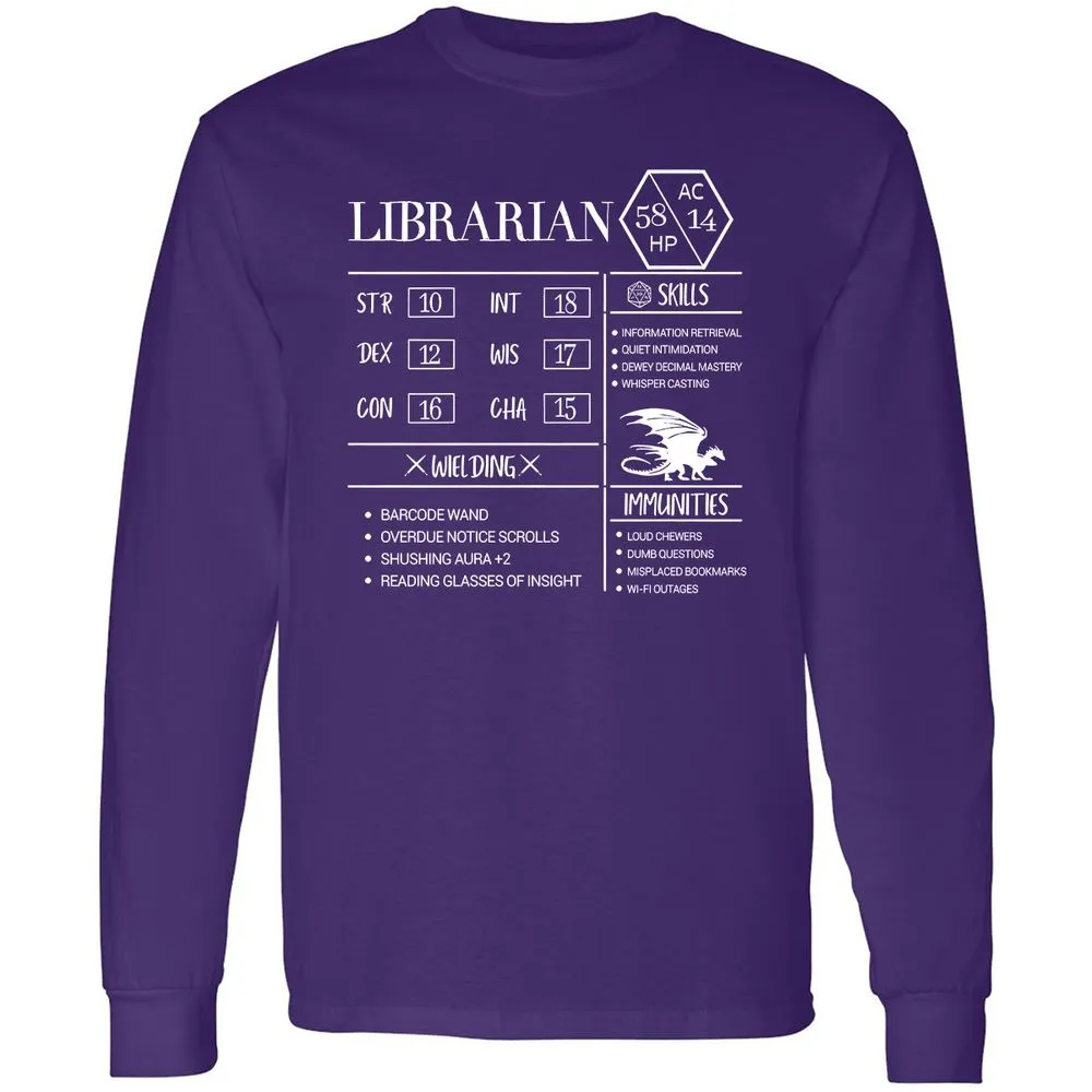 Librarian New Long Sleeve T-Shirt - Purple - 13