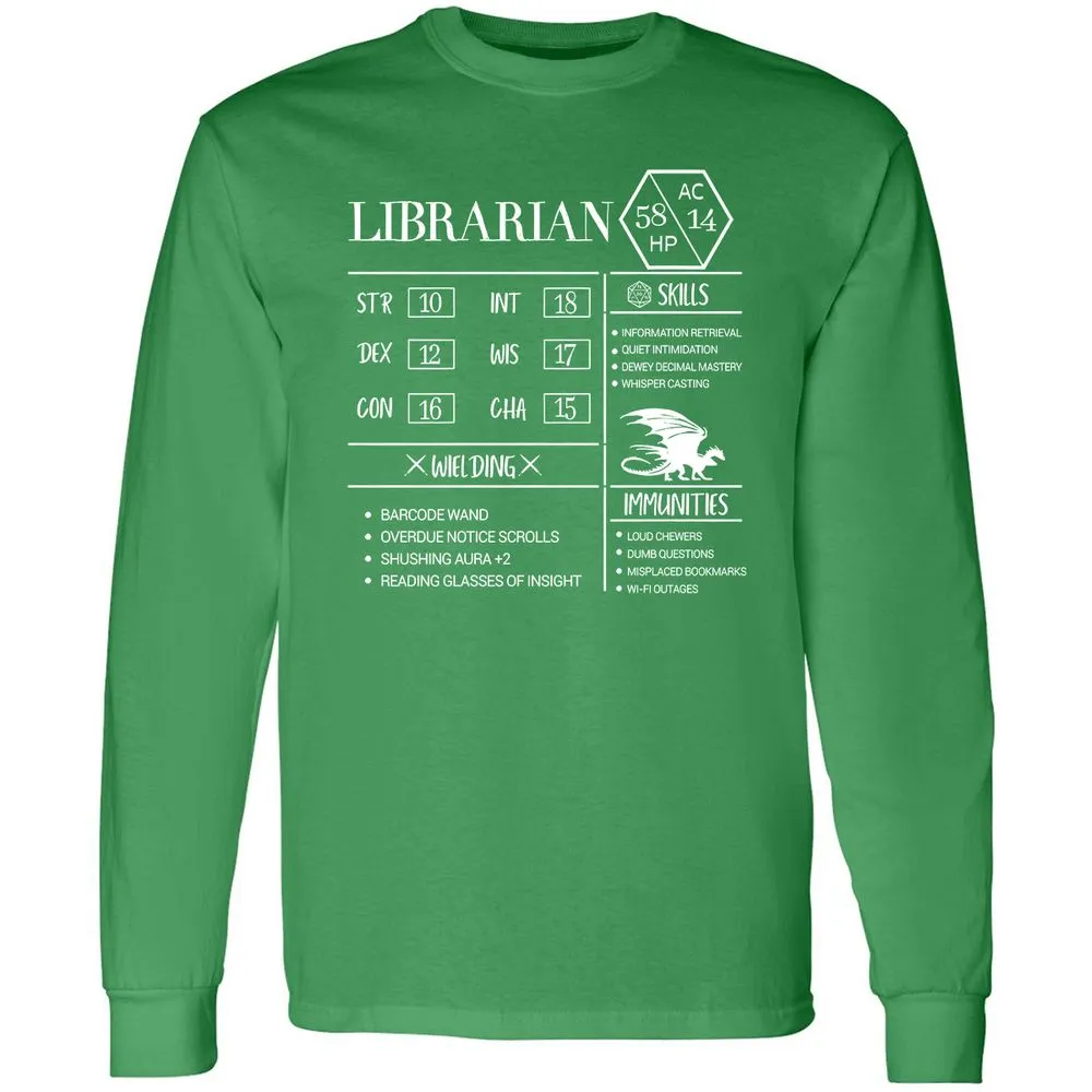 Librarian New Long Sleeve T-Shirt - Irish Green - 10
