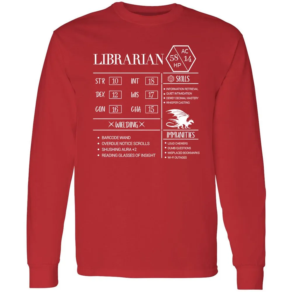 Librarian New Long Sleeve T-Shirt - Red - 14