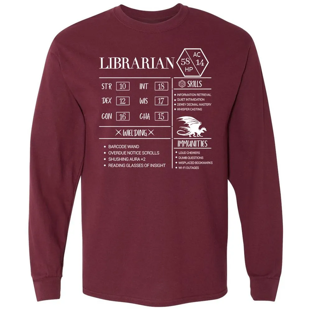 Librarian New Long Sleeve T-Shirt - Maroon - 11