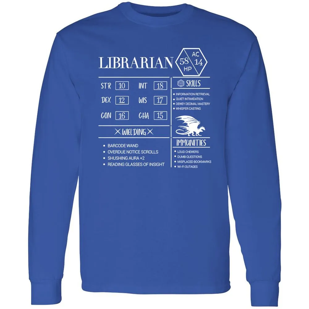 Librarian New Long Sleeve T-Shirt - Royal - 8