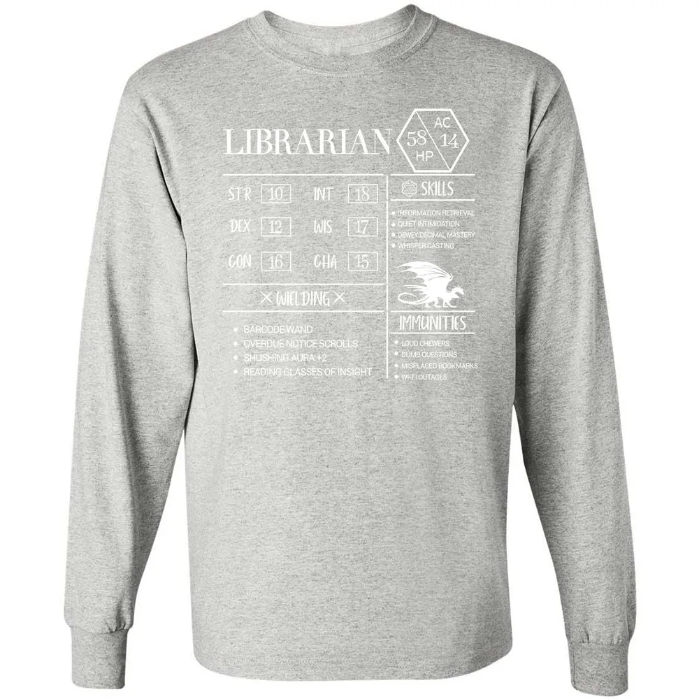 Librarian New Long Sleeve T-Shirt - Ash - 7