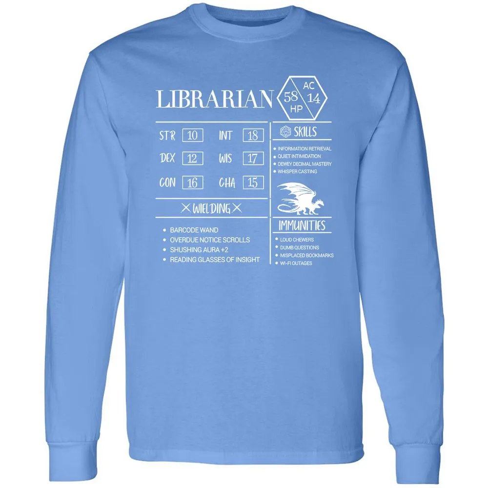 Librarian New Long Sleeve T-Shirt - Carolina Blue - 12