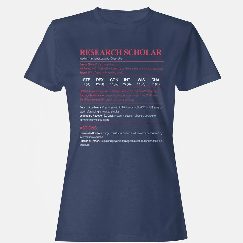 Research Scholar Women's T-Shirt - Navy - 10