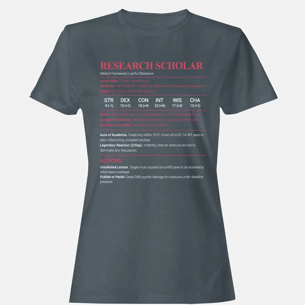 Research Scholar Women's T-Shirt - Charcoal - 3