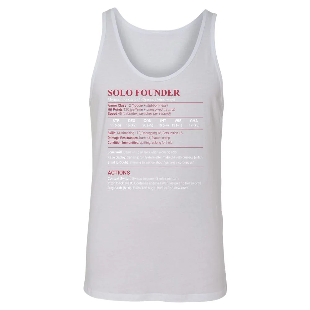 Solo Founder Unisex Jersey Tank - White - 14