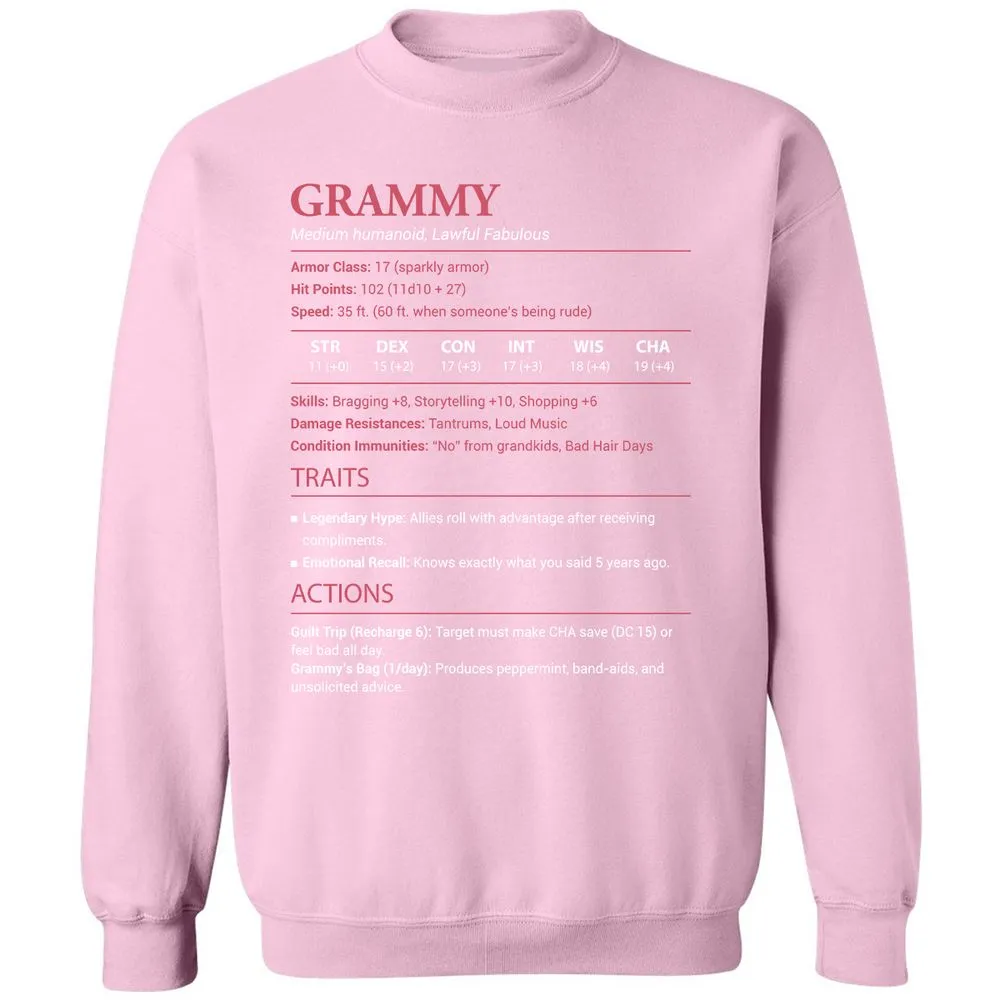 Grammy Stats Classic Unisex Sweatshirt - Light Pink - 3