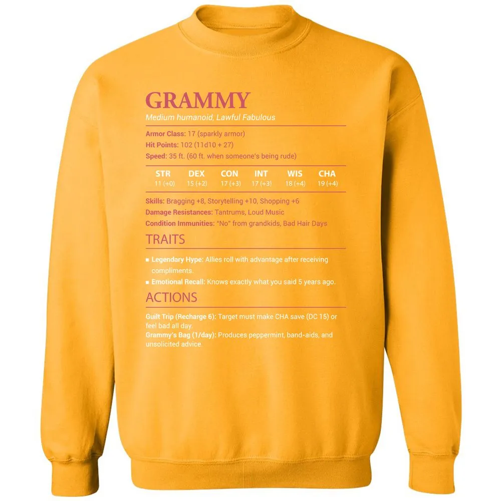 Grammy Stats Classic Unisex Sweatshirt - Gold - 11